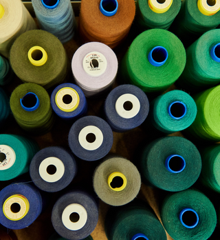 Image with rolls of yarn seen from above