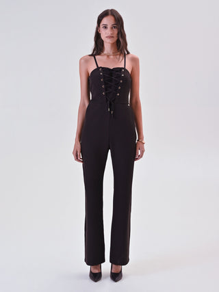 Tuta Nera Bustier con Lacci
