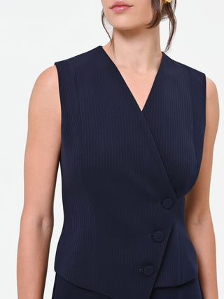 Gilet Studio gessato asimmetrico blu navy