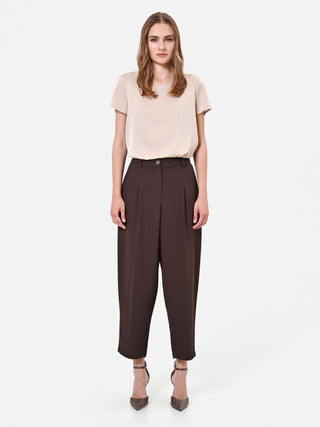 Pantalone marrone testa di moro con pinces
