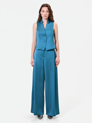 Gilet in raso blu ottanio