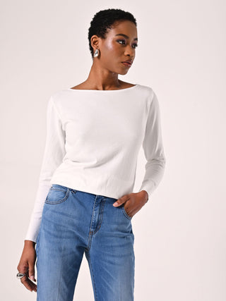 White Boatneck Jumper