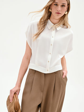 Camicia boxy panna in raso