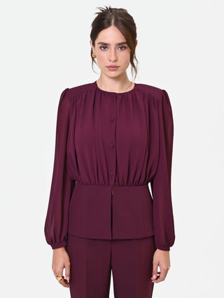 Camicia Studio bordeaux in georgette con baschina