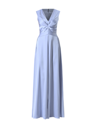 Long Light Blue Dress with Stitched-down Pleats