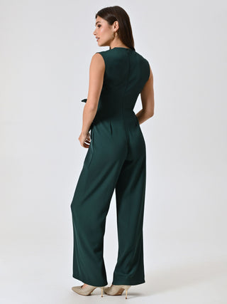 Green Satin Palazzo Jumpsuit with Bodice