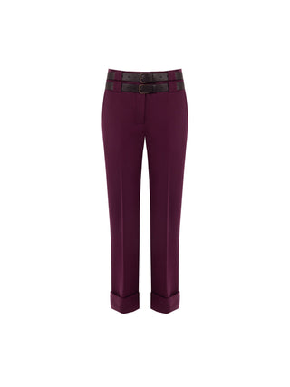 Pantaloni Bordeaux con Risvolto effetto Lana