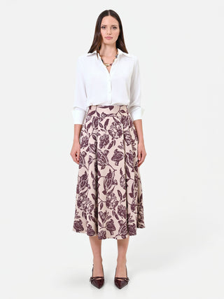 Gonna jacquard fantasia rosso bordeaux