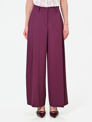 Pantalone a palazzo fluido bordeaux rosso