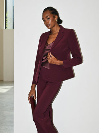 Burgundy Single-button Jacket in Technical Fabric
