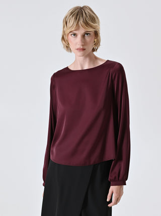Blusa in Raso Bordeaux