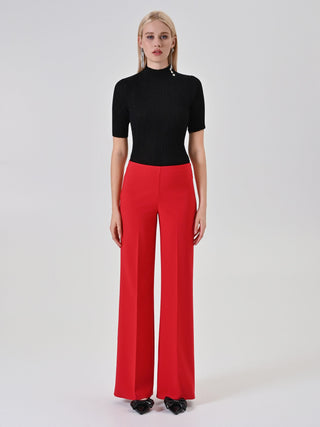 Pantalone palazzo rosso a vita alta