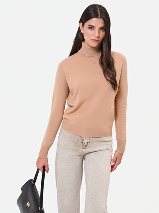 Camel beige turtleneck sweater 100% wool Giorgia Palmas X Rinascimento
