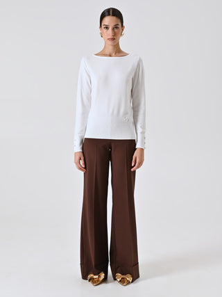 Maglia Bianca con Scollo a Barchetta