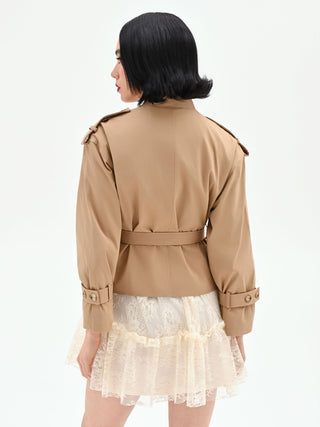 Kurzer Oversize-Trenchcoat in Beige