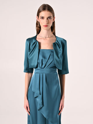 Green Structured Satin Shrug