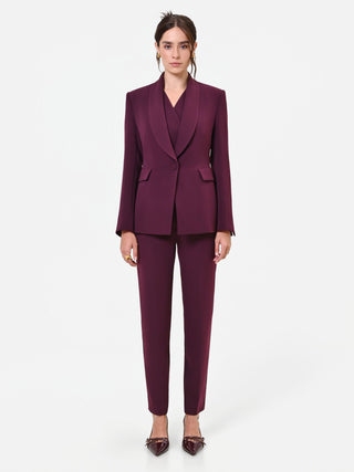 Veste droite Studio en crêpe rouge bordeaux