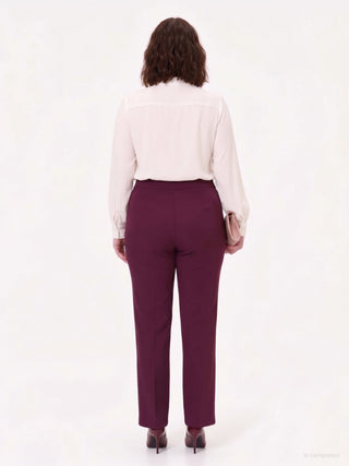 Pantalone curvy bordeaux rosso a vita alta