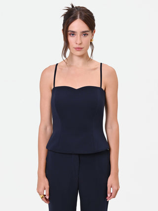 Navy Blue Pinstripe Studio Bustier Top