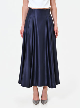 Gonna lunga blu navy con ampie pieghe