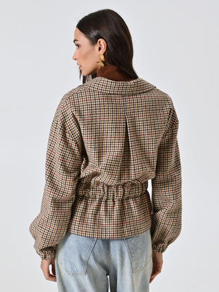 Multicoloured Houndstooth Short Coat