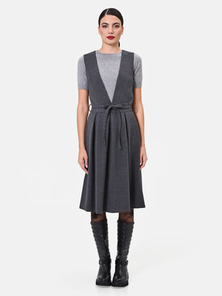 Dunkelgraues Trägerkleid aus Viskose-Mix