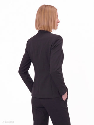 Single-breasted jacket in technical fabric with a stand-up collar