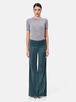 Petrolgrüne High-Waist-Palazzohose