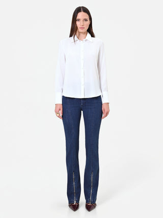 Camicia in raso panna bianco