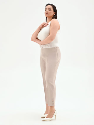 Taupe Beige Curvy Technical Trousers