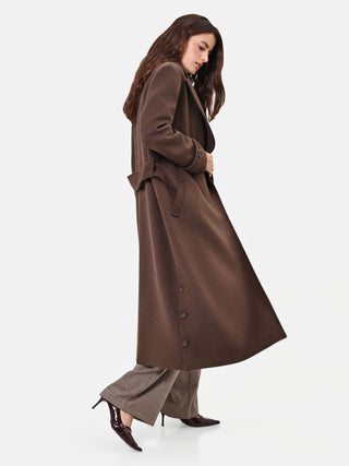 Dark Brown Belted Wrap Coat