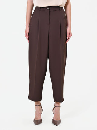 Pantalone marrone testa di moro con pinces