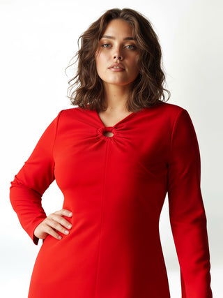 Curvy Red Dress with Ring Detail