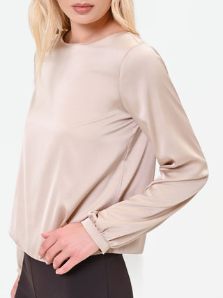 Blusa tortora beige con maniche voluminose
