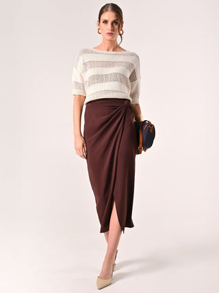 Textured Chocolate Skirt with Knot