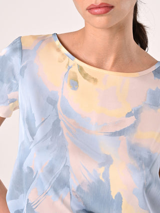 Light Blue & Yellow Printed Blouse
