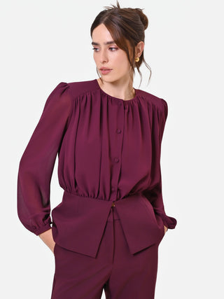 Camicia Studio bordeaux in georgette con baschina