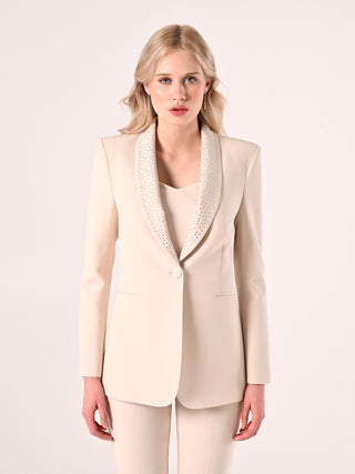 Beige Jacket with Rhinestones