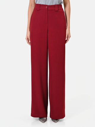 High-Waisted Burgundy Palazzo Trousers
