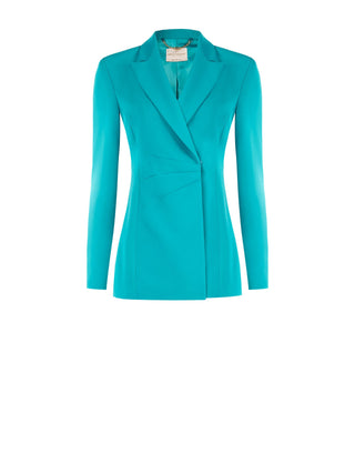 Asymmetrischer, drapierter Blazer in Smaragdgrün