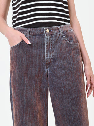 Faded Brown Wide-Leg Jeans