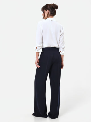 Studio Navy Blue Crepe Palazzo Pants