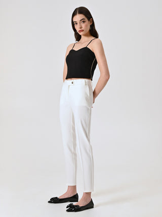 Slim Trousers in White Technical Fabric