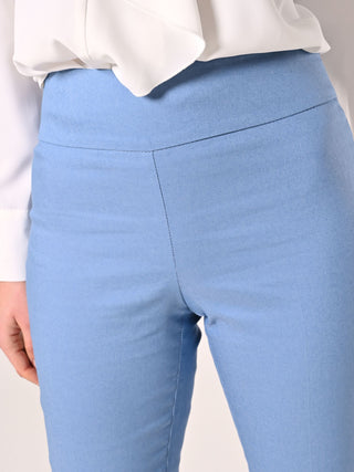 Denim-effect Flared Trousers in Light Blue