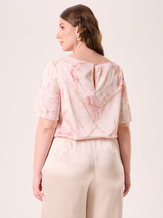Blouse curvy marbrée rose