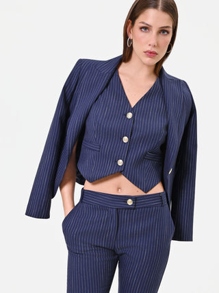 Gilet Blu Navy Gessato