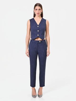 Gilet Blu Navy Gessato