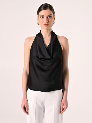 Top noir en satin