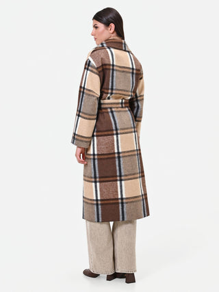 Cappotto a vestaglia fantasia quadri testa di moro in misto lana Giorgia Palmas X Rinascimento