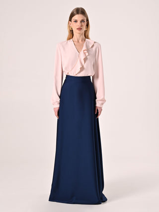 Rock aus Satin in Marineblau